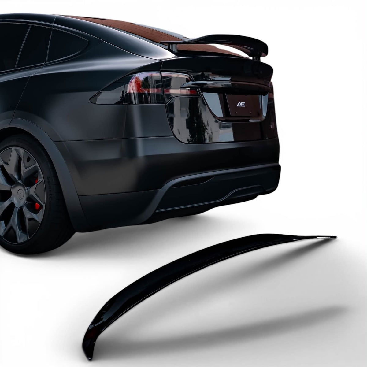 Upgrade Your Tesla Model X With A Gloss Jet Black Rear Spoiler Extension