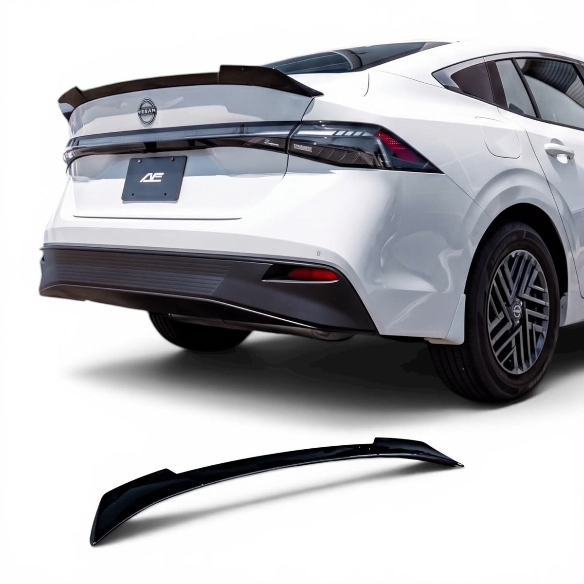 2026+ Nissan Sentra Rear Duckbill Spoiler in Gloss Jet Black installed on trunk by AeroFlowDynamics
