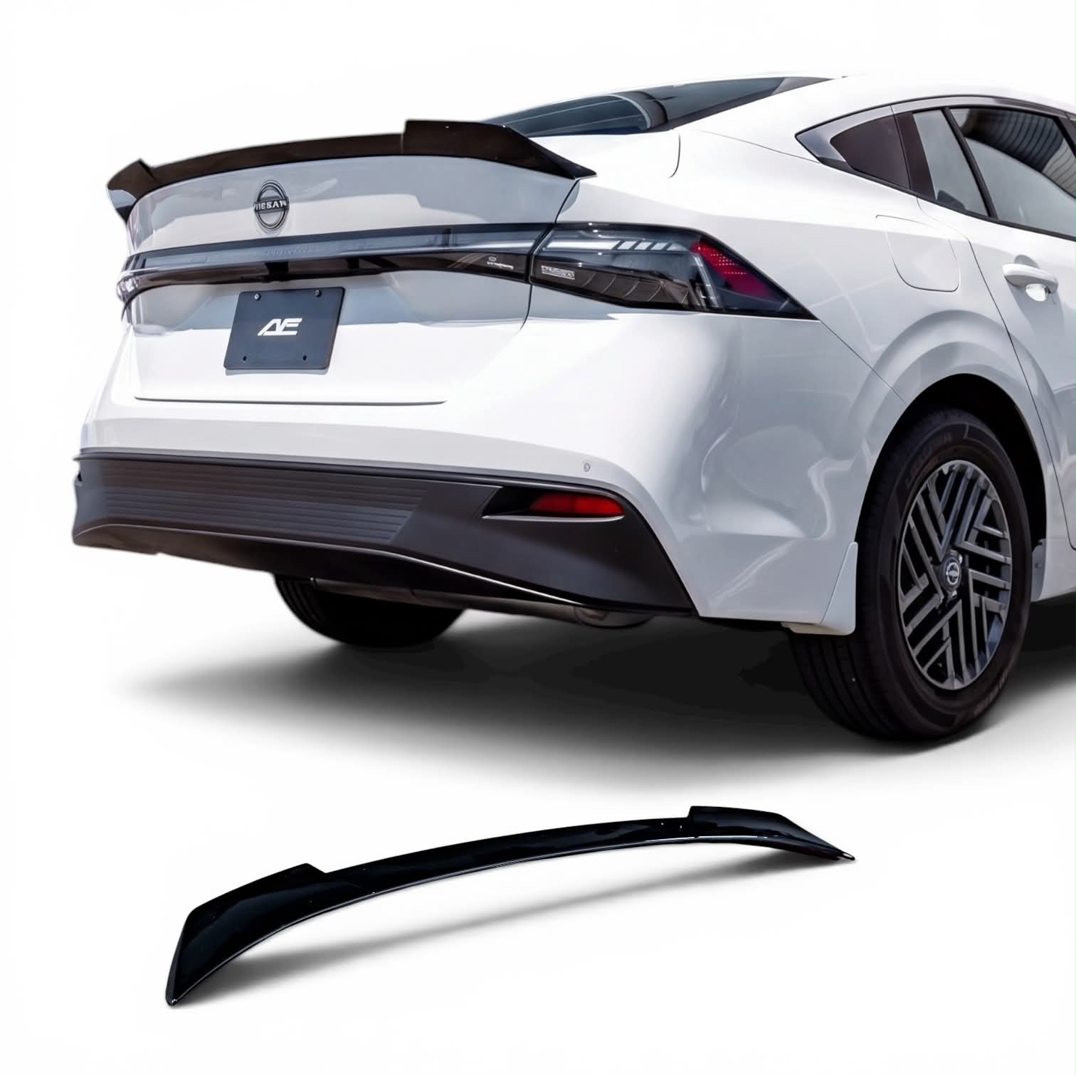 2026+ Nissan Sentra Rear Duckbill Spoiler in Gloss Jet Black installed on trunk by AeroFlowDynamics