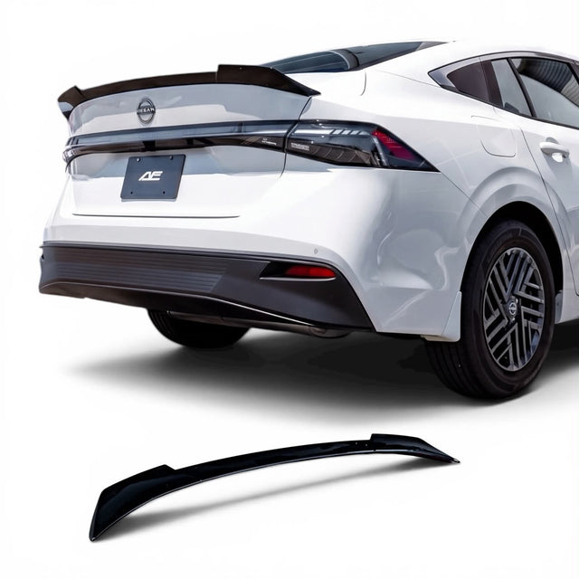 2026+ Nissan Sentra Rear Duckbill Spoiler in Gloss Jet Black installed on trunk by AeroFlowDynamics