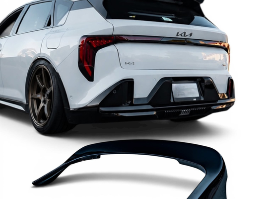 2026+ Kia K4 Hatch Roof Spoiler in Gloss Jet Black installed on Kia K4 Hatch