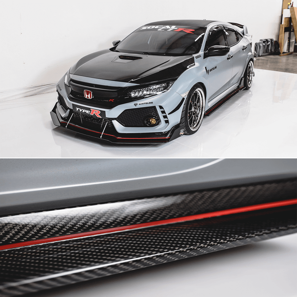 2017-2019 Honda Civic Side Skirt Extension (Civic Hatch/Sedan Type-R) Carbon Fiber - Aeroflowdynamics